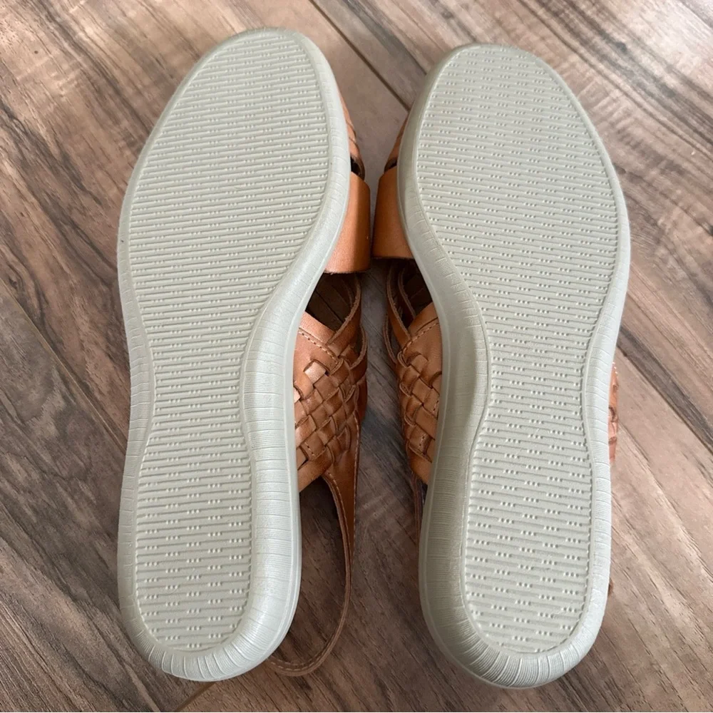 Softspots Women's Size 9W Cognac Tan Woven Braided Leather Huarache Sandals Shoe - Picture 10 of 10